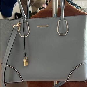 Michael Kors Gray Tote with Elegant Chrome Accents